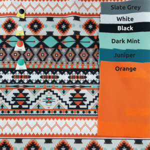 Mint and Orange Aztec pattern