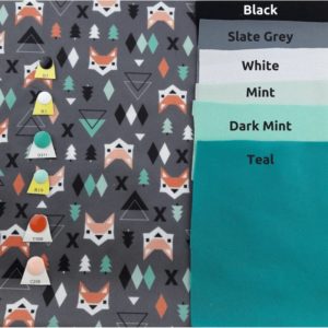 Burnt Orange and Peach Colored Geometric Foxe on Gray background with color choices on each side